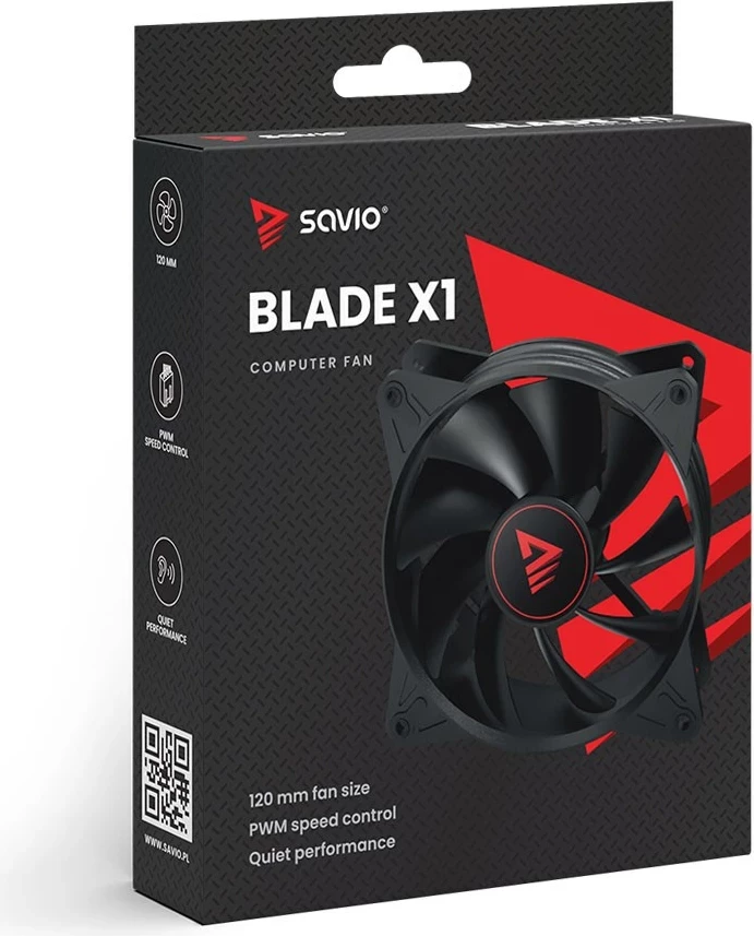 Ventilator kase kompjuteri SAVIO BLADE, 120mm, 4-PIN PWM, i zi