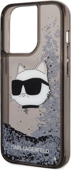 Mbështjellës Karl Lagerfeld KLHCP14LLNCHCK për iPhone 14 Pro 6.1", Glitter Choupette, zi