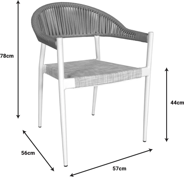 Set tavoline me karrige Kliton-Elation alumini ngjyrë e bardhë 150x80x74cm