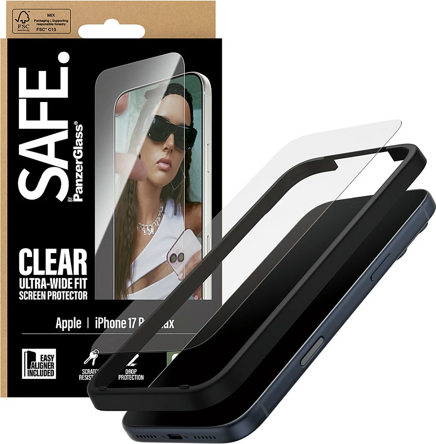 Mbrojtës ekrani PanzerGlass SAFE për iPhone 17 Pro Max, transparent
