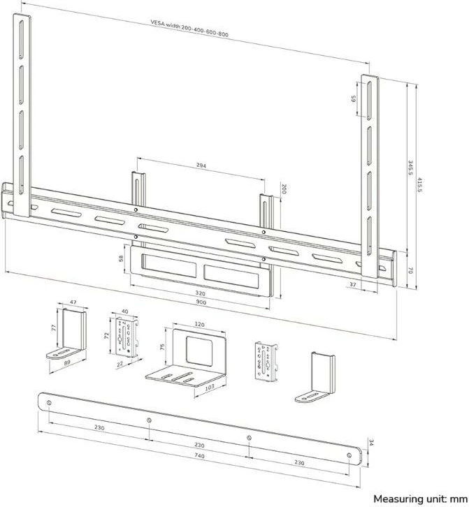 Komplet montimi Neomounts AV2-500BL për monitor/TV, çelik, i zi