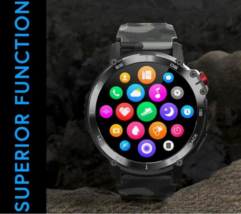 Smartwatch për meshkuj Rubicon, e zezë/camo