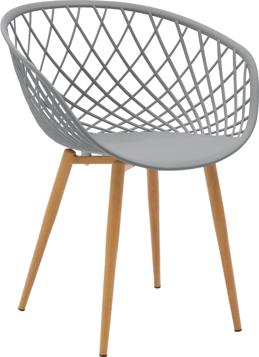 Tavolinë me karrige Ezra-Natali, ngjyrë gri-bardhë, këmbë natyrale, 120x80x76cm