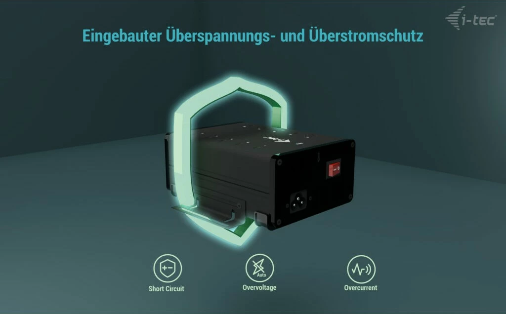 HUB USB-C I-Tec, 10 porta, 15W për portë, Plug & Play, i zi