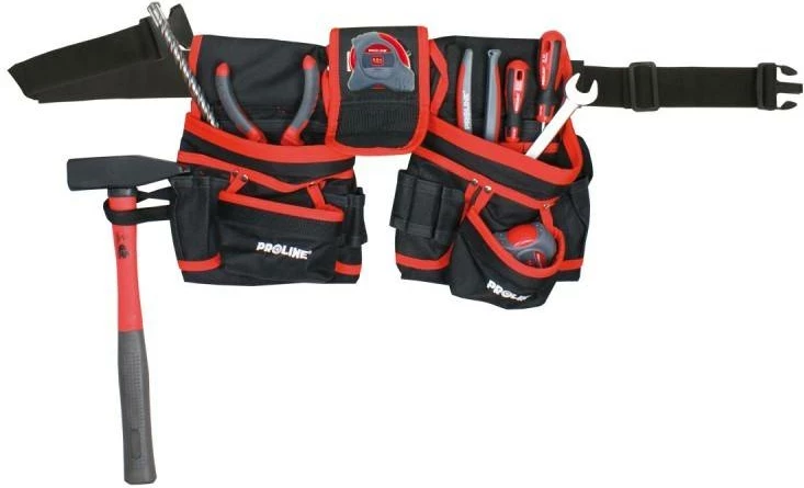 Brez veglash PROLINE 52020, 82-112 cm, 20 xhepa, 2 mbajtëse, zi/kuqe