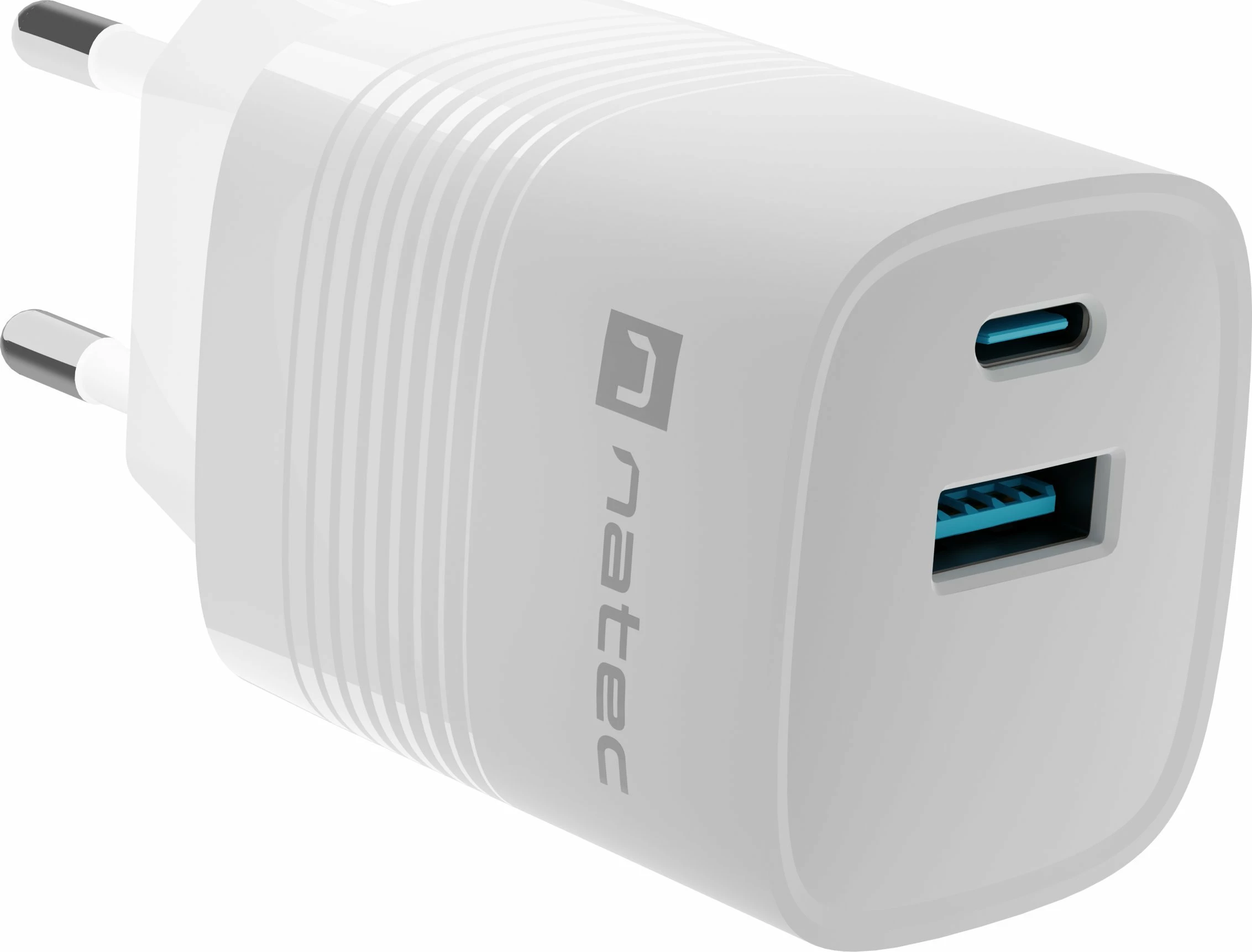 Karikues GaN Natec Ribera NUC-2140 30W 1x USB-A 1x USB-C, i bardhë