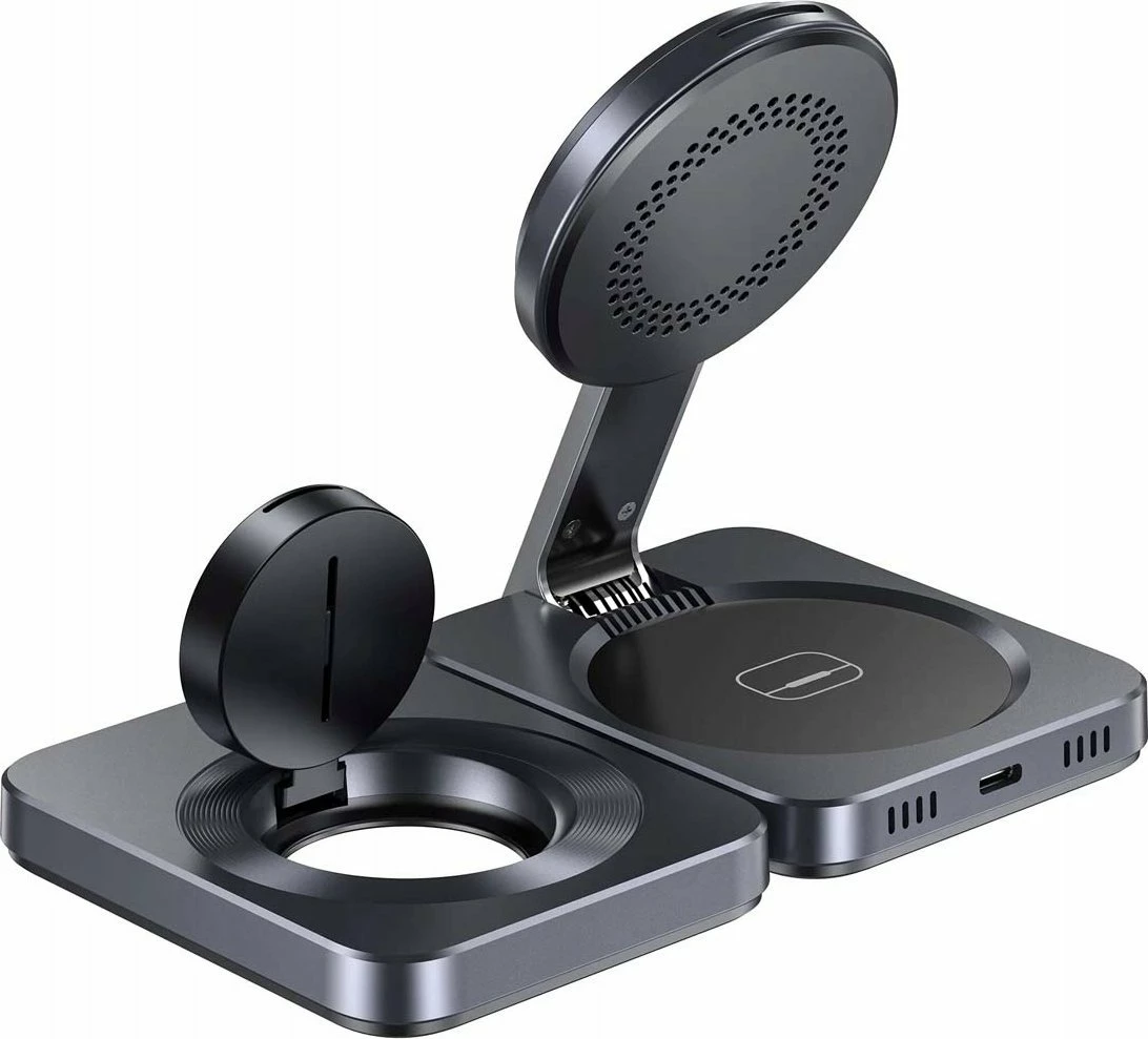 Stacion karikimi Unitek P1300AGY01 3-në-1 Qi2 15W me kabllo USB-C 1.5 m, gri