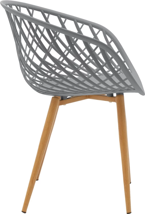 Tavolinë me karrige Ezra-Natali, ngjyrë gri-bardhë, këmbë natyrale, 120x80x76cm