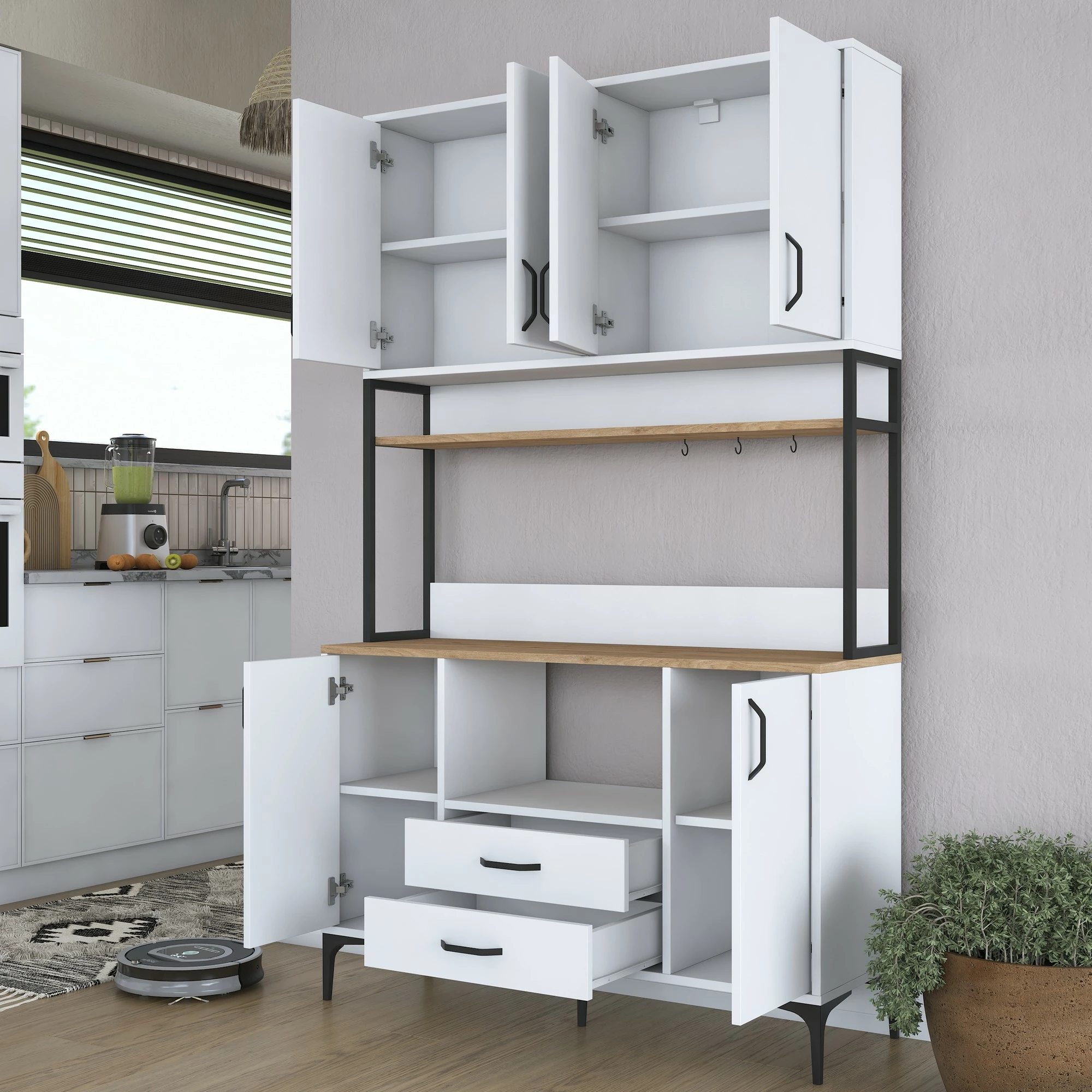 Dollap multifunksional Skye Decor, ngjyrë arre dhe e bardhë, JE169 - 3400