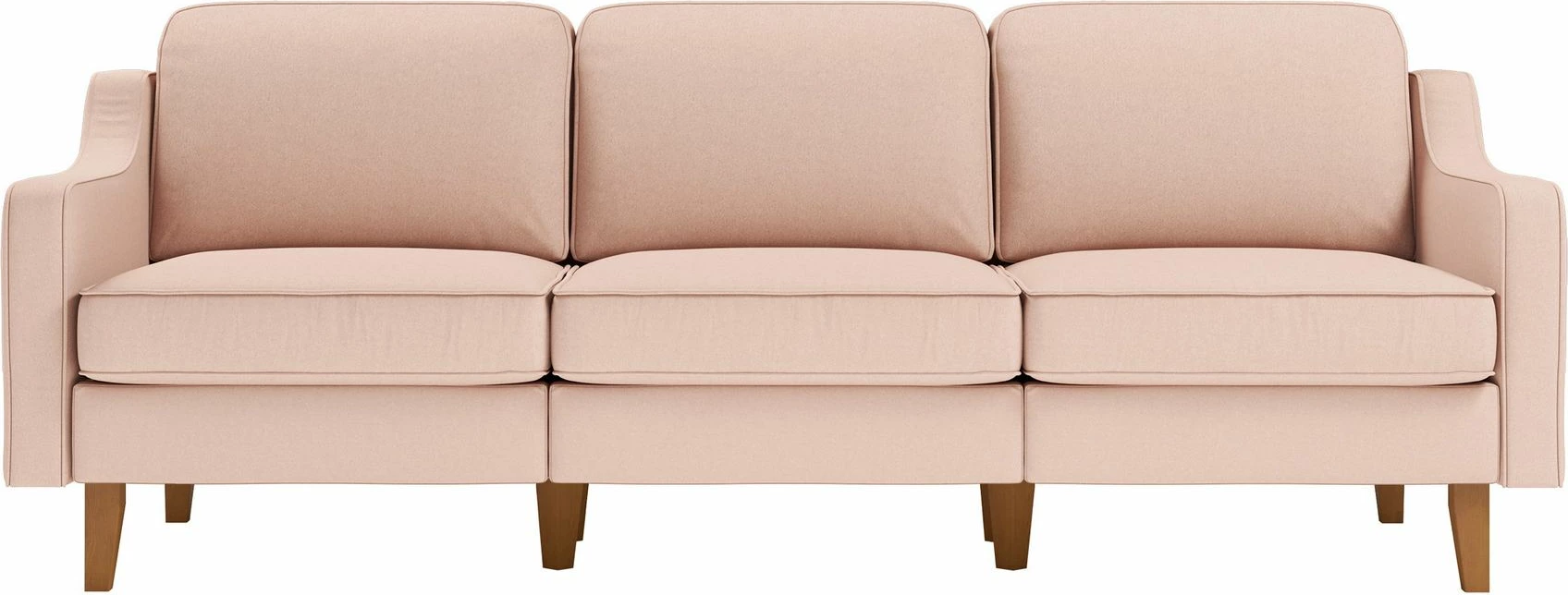 Divan treshe Robin Extra, ngjyrë salmon, këmbë druri arre