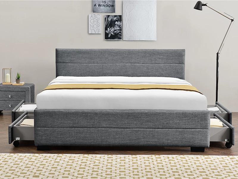 Krevat dopio Antigone, stof antracit me hapësirë ruajtjeje, 160x200cm