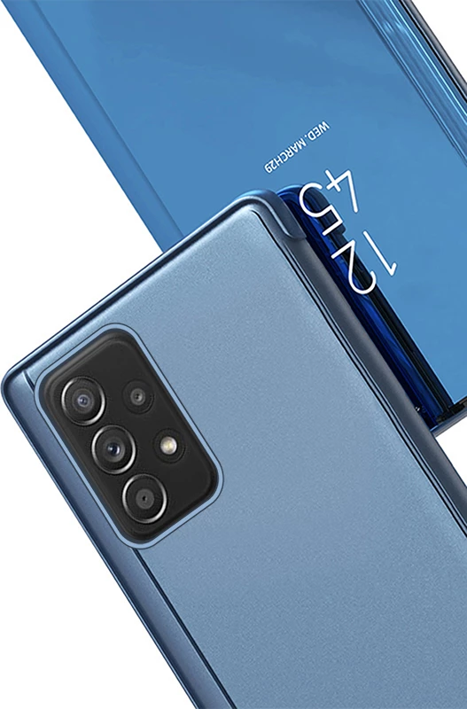 Mbështjellës Hurtel Clear View Case flip cover për Samsung Galaxy A73, Kaltër