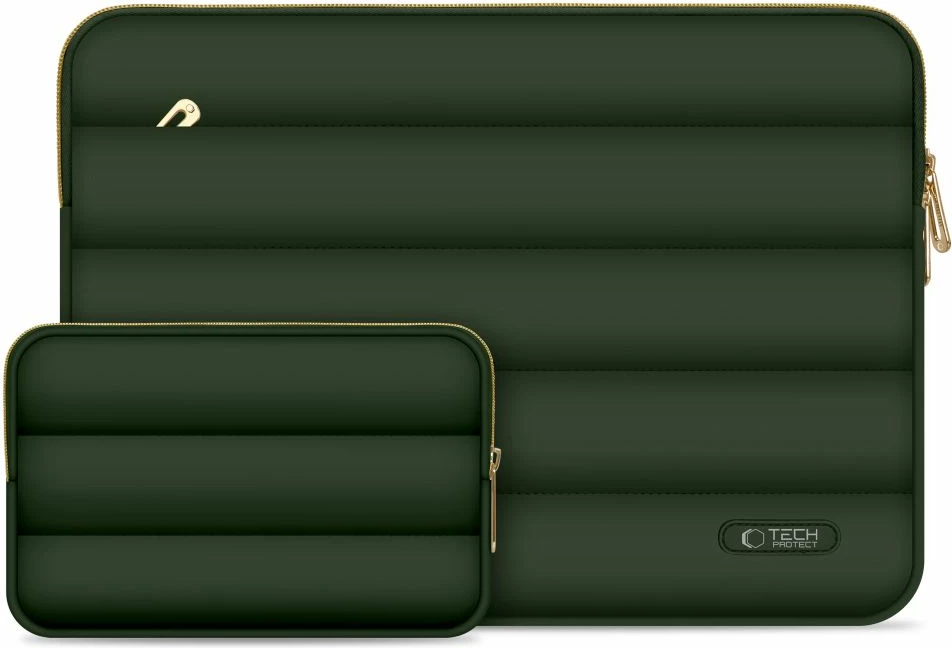 Mbështjellës laptopi Tech-Protect Puffy 13-14 inç me çantë aksesorësh, ulliri
