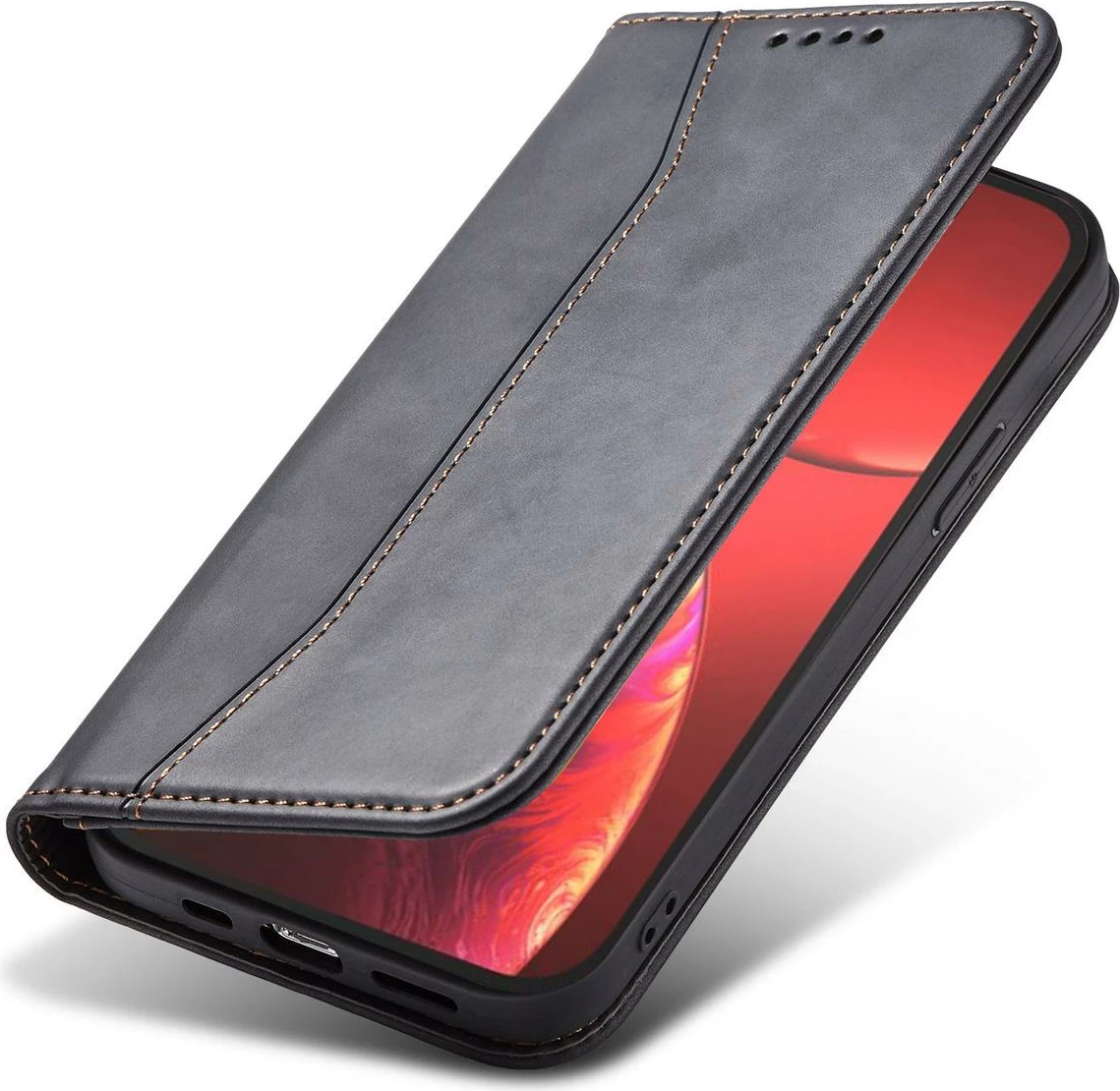 Mbështjellës Hurtel Magnet Fancy Case për iPhone 13 Pro Max, portofol, me mbajtëse, e zezë