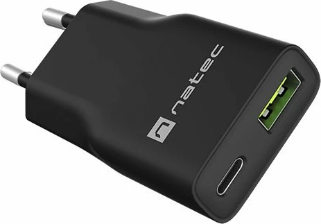 Karikues rrjeti Natec Ribera GaN Slim NUC-2377 20W 1x USB-A + 1x USB-C 3A i zi