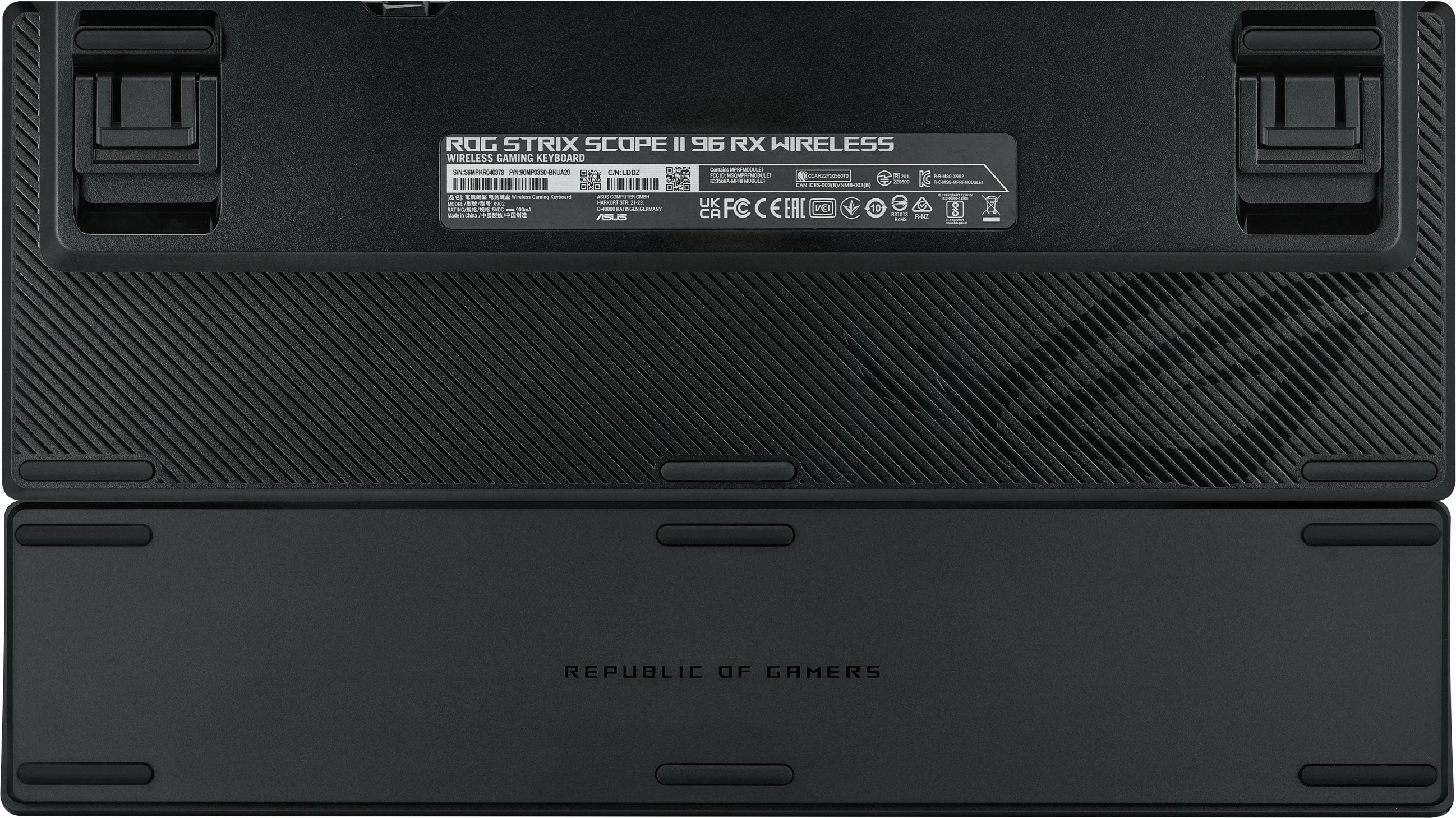 Tastierë gaming ASUS ROG Strix Scope II 96 RX Wireless, 96%, me drita RGB, lidhje USB/RF/Bluetooth, e zezë