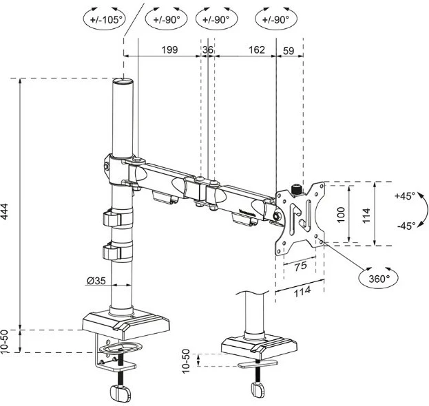 Krah monitori Neomounts DS60-600BL1, për tavolinë, Çelik, i zi