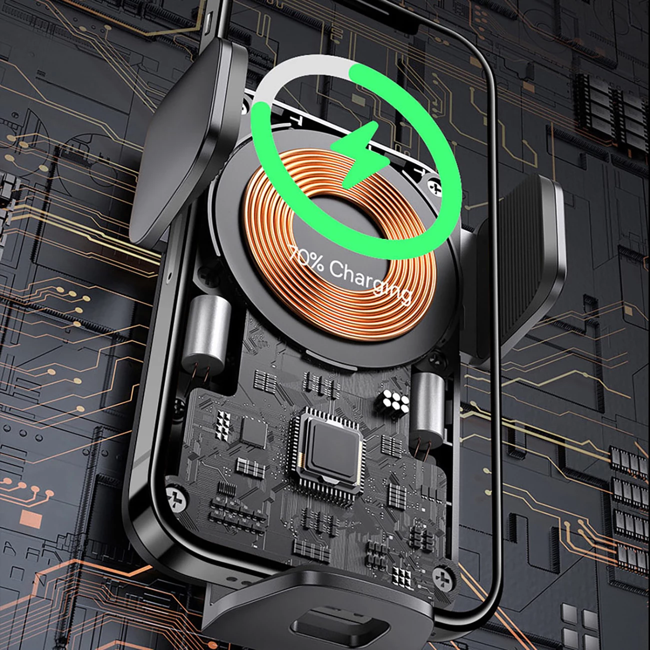Mbajtës automatik Baseus Wisdom CGZX000001 me karikues wireless 15W, për grilë, i zi