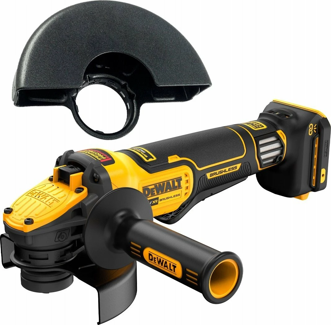 Fleks me bateri DeWalt DCG416VSN 18V XR, disk 125 mm, motor pa furça, 6 shpejtësi 3000-9000 rpm, pa bateri/karikues, e verdhë/zezë
