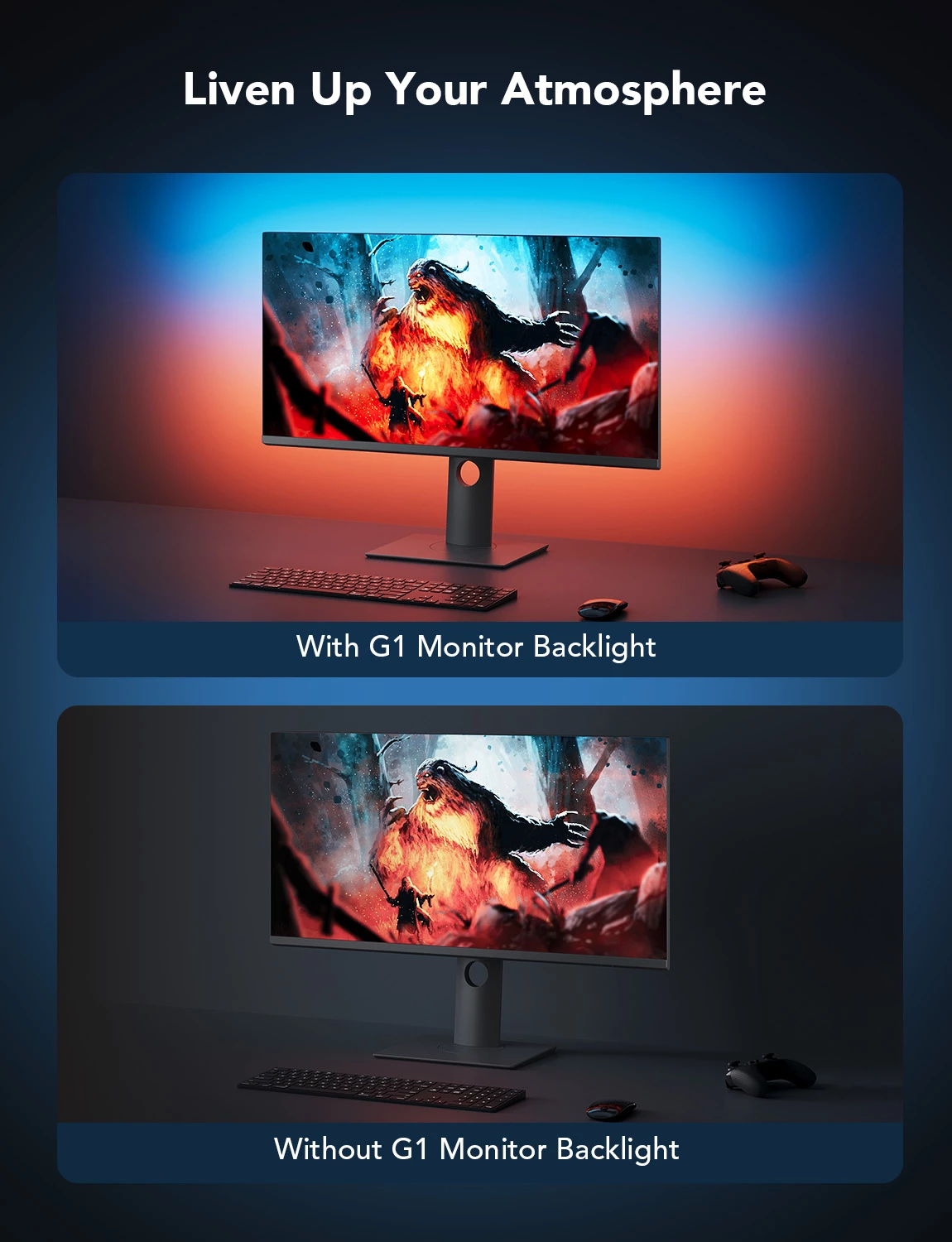 Shirit LED gaming Govee G1 H6609 për monitor 24-26\", RGBIC, Wi‑Fi + Bluetooth