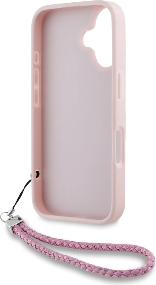 Mbështjellës Karl Lagerfeld Quilted Initial Logo & Chain Strap për iPhone 16, Rozë