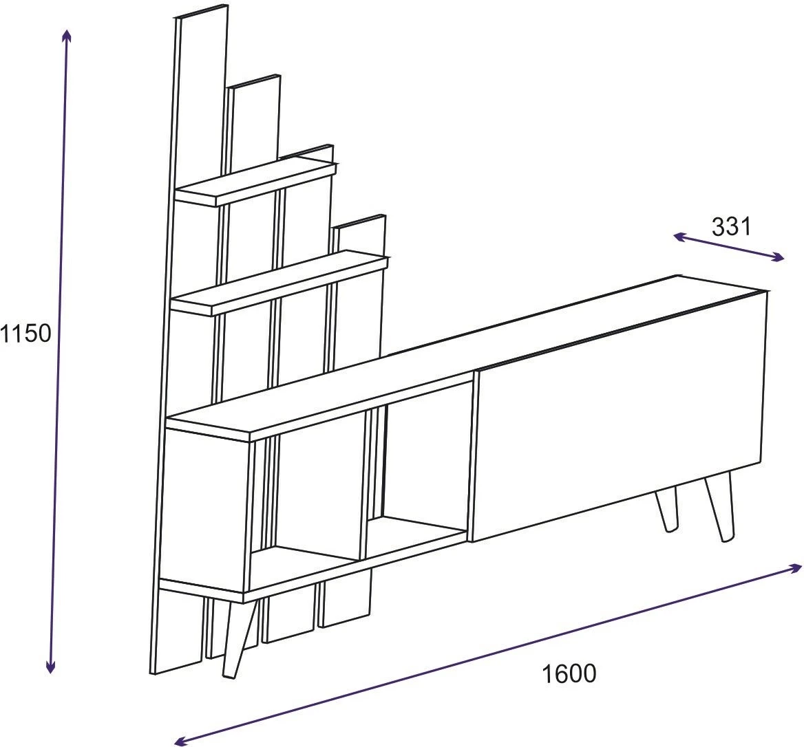 Komodë televizori Hanah Home, ngjyrë pishë Atlantike