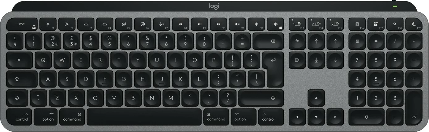 Tastierë Logitech MX Keys S për Mac, wireless, full-size, ndriçim LED, gri