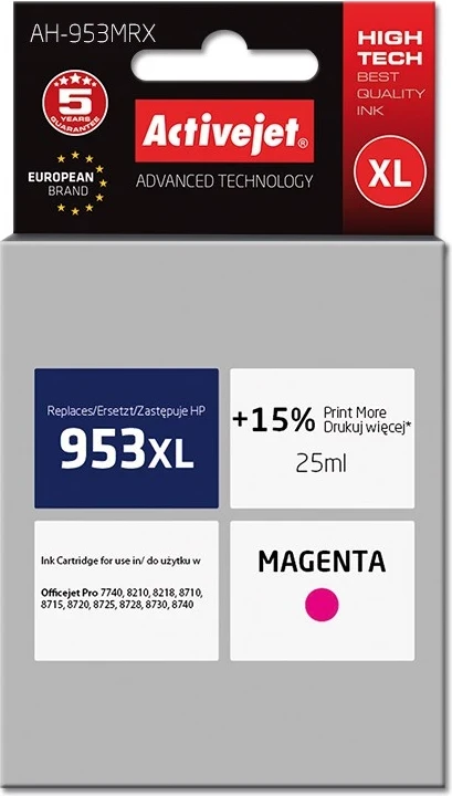 Ngjyrë zëvendësuese Activejet AH-953MRX për printer HP, e vjollcë