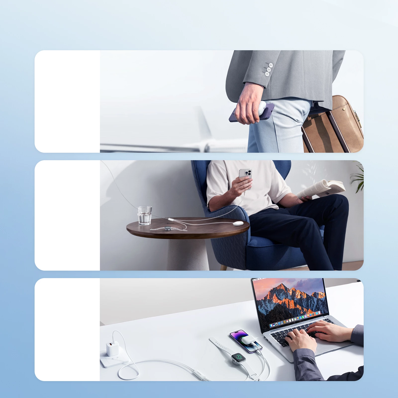 Kabllo karikimi 3-në-1 Joyroom S-IW007, USB-A, magnetik, Lightning, 1.2m, e bardhë