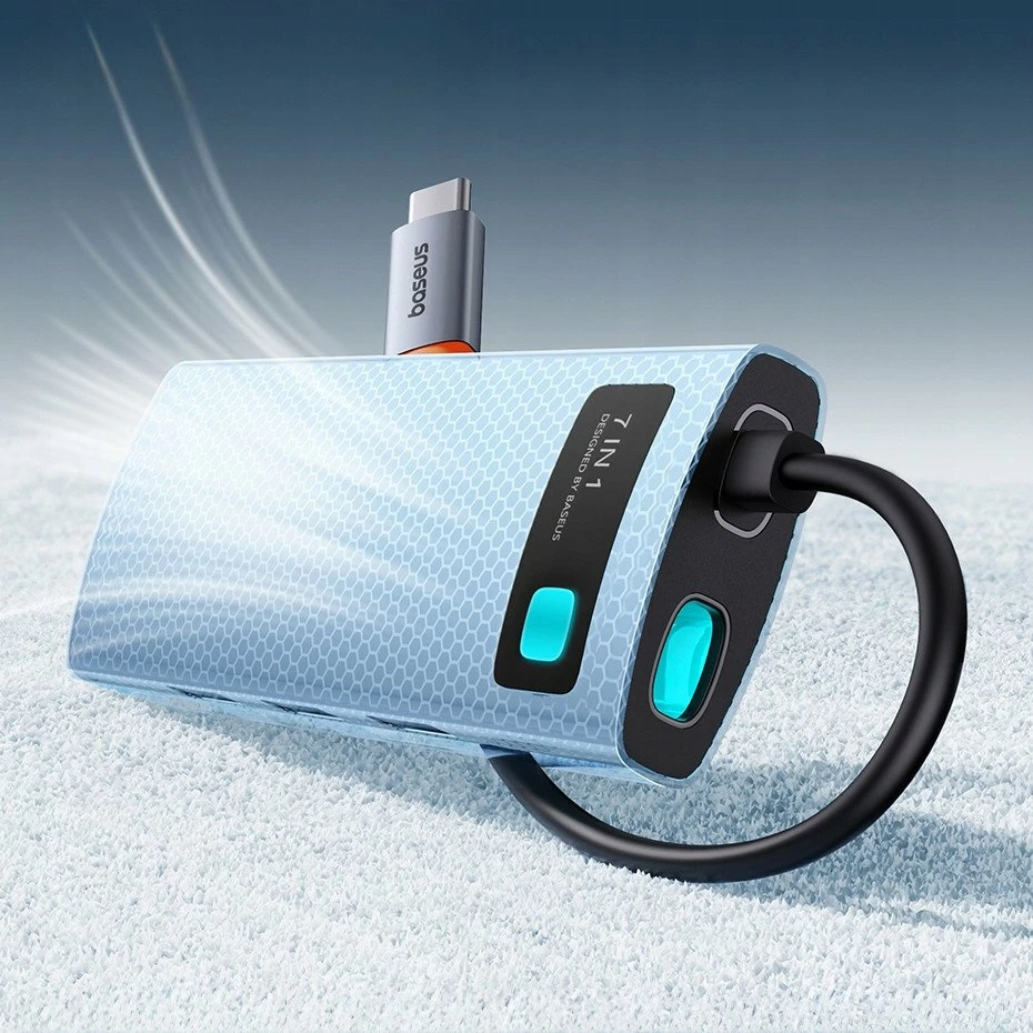 Hub USB-C Baseus Metal Gleam 7n1, HDMI 4K@60Hz, 3x USB 3.0, USB-C PD 100W, SD/microSD, gri