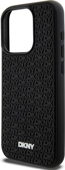 Mbështjellës DKNY 3D Rubber Repeat Pattern për iPhone 15 Pro, zi