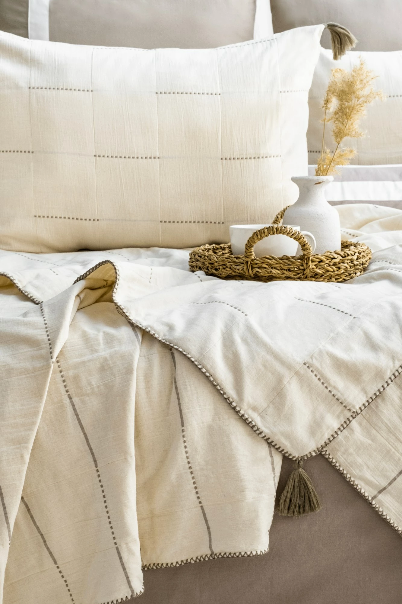 Set mbulesë krevati dopio, L'Essentiel Linge de Maison, Eva, ngjyrë mink
