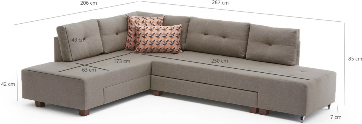 Kënd divan-krevat Atelier del Sofa, kënd majtas, ngjyrë krem