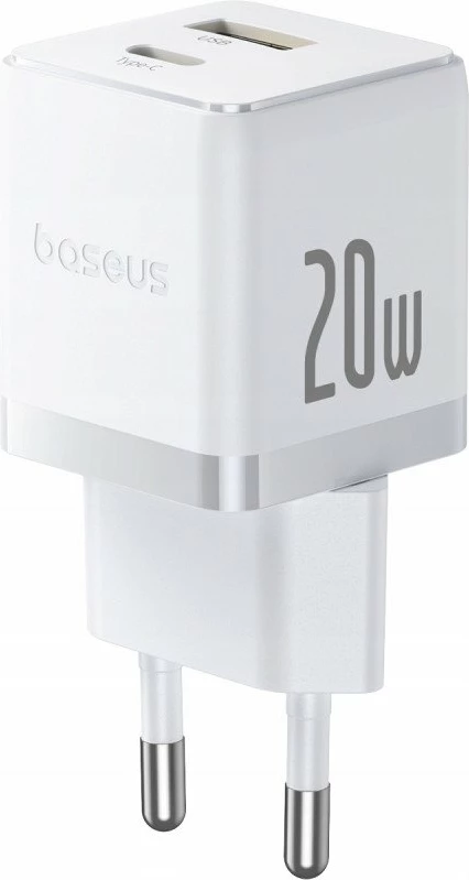 Karikues rrjeti Baseus Palm BSU9054 20W PD3.0/QC3.0 1x USB-A 1x USB-C 3A, i bardhë