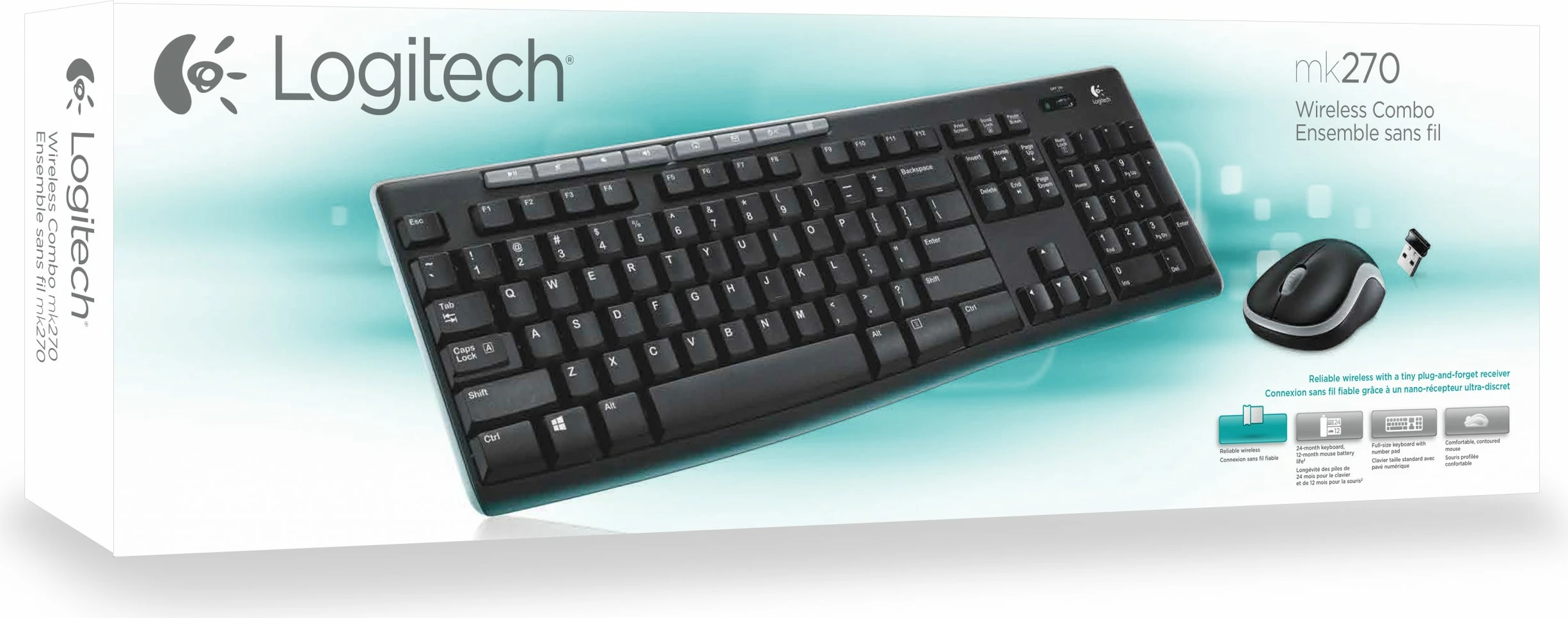 Tastierë dhe maus Logitech Wireless Combo MK270, QWERTY, USB, e zezë