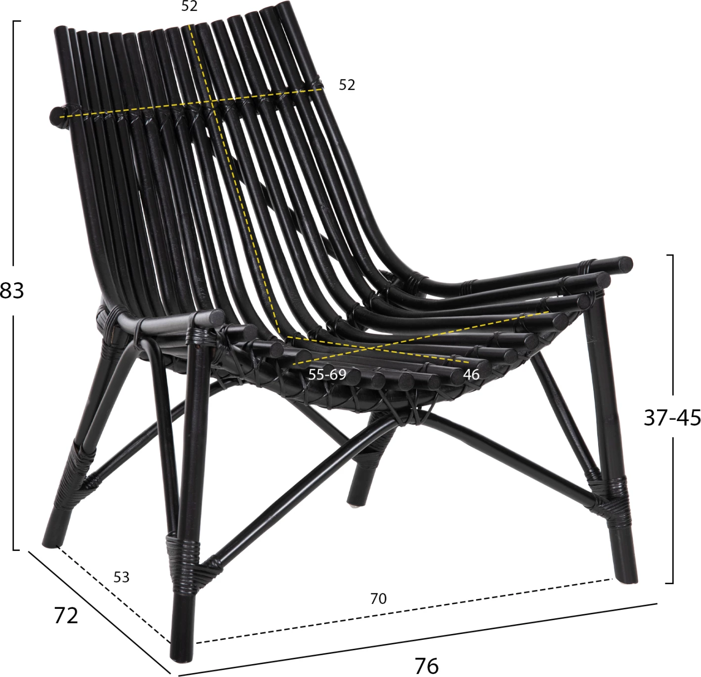 Karrige për jashtë CELLION FH9812.02, ngjyrë e zezë, 76x72x83H cm