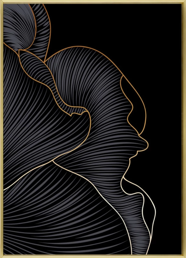 Pikturë dekorative METS, kanavacë, kornizë druri, ngjyrë e zezë dhe e artë, 52x72x4 cm