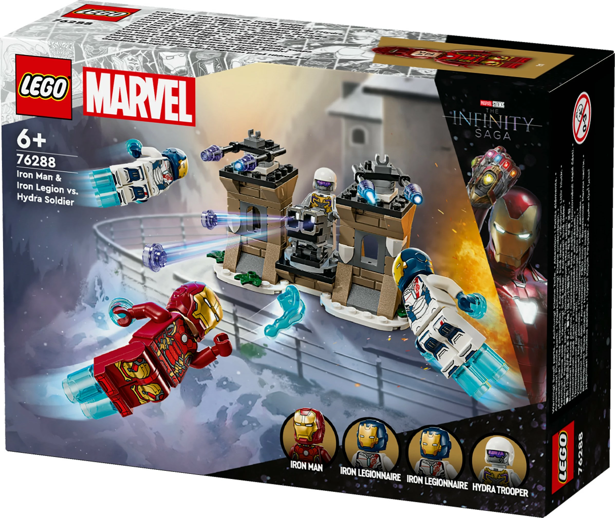 Set ndërtimi LEGO Marvel 76288 Iron Man & Iron Legion kundër HYDRA, shumëngjyrësh