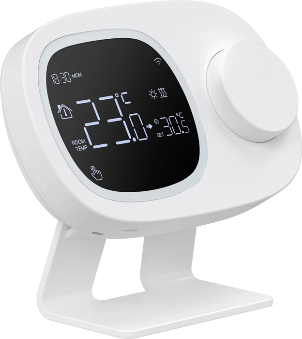 Termostat i mençur Wi‑Fi, Avatto WT598-1T1, ekran me ndriçim, programim javor 5+2/6+1/7, kontroll me aplikacion Tuya/Smart Life dhe zë, furnizim me rrymë ose 3x AAA