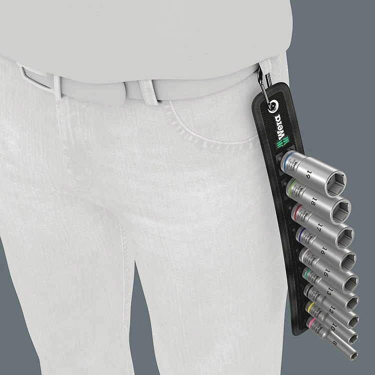 Set çelësa tubash Wera 05004545001, 9 copa, metrik, 3/8", 8-19mm, me kasë tekstili