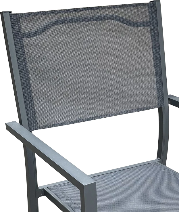 Tavolinë me karrige Nares-Moly C set prej 5 copash alumini anthracite dhe textilene me plywood ngjyrë natyrale 180x90x72.5cm