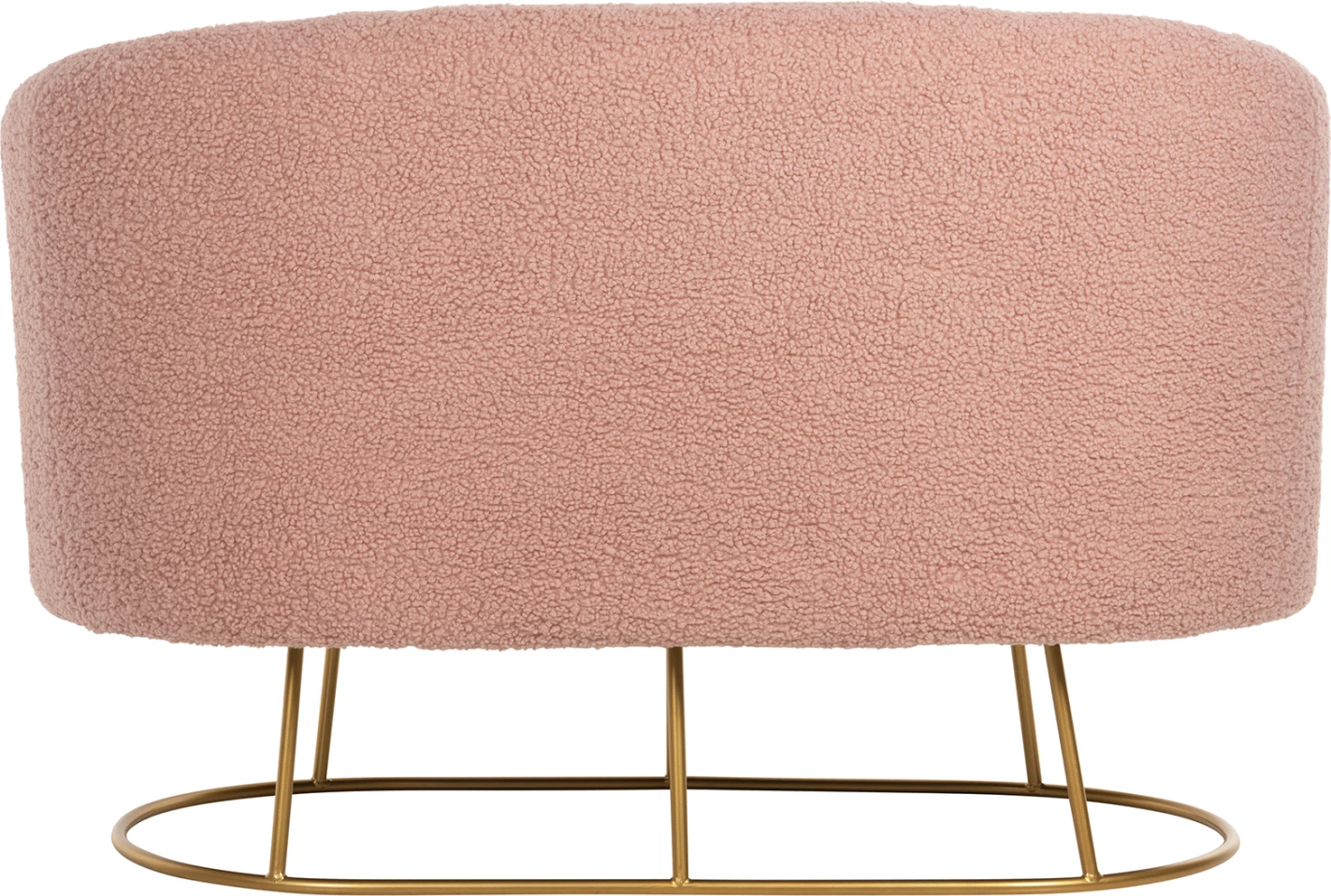 Divan 2-vendësh ARIEN FH8492.22 ngjyrë rozë e zbehtë boucle dhe bazë metali ari 130x75x85Hcm