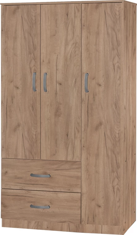 Dollap me tre dyer dhe kabinet Zelia natyral 90x42x240cm