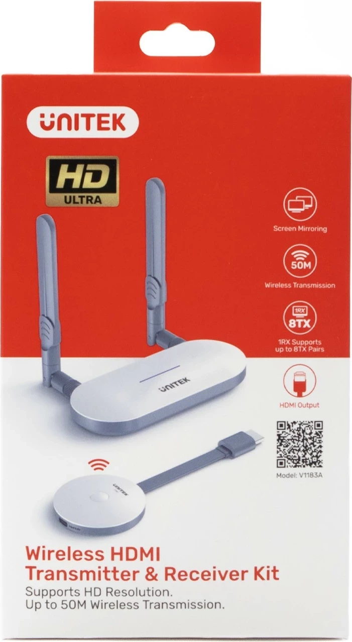 Nadajnik dhe marrës HDMI pa tela Unitek, zgjatje deri në 50m, bardhë