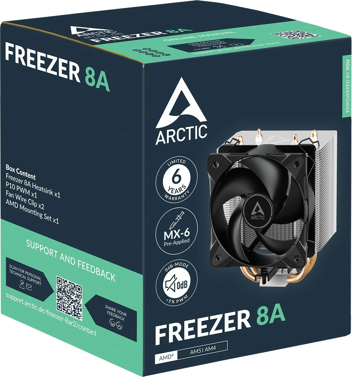 Ftohës ajri ARCTIC Freezer 8A, për procesor, 2 ventilatorë 10 cm, alumini, i zi