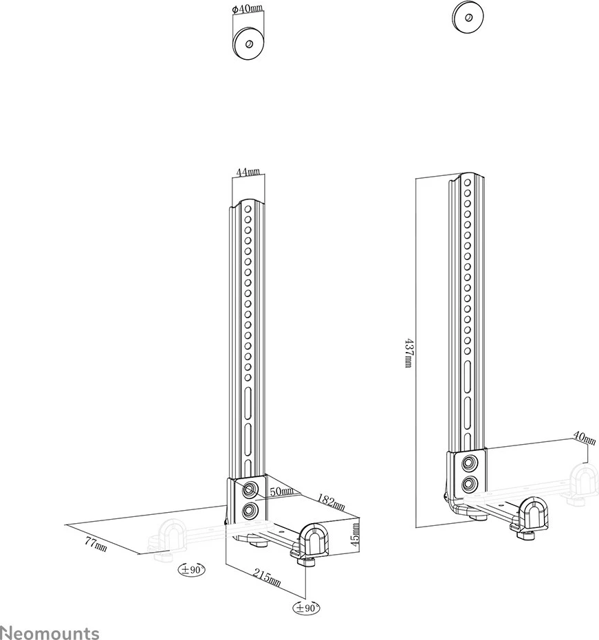 Mbajtës universal videobar/soundbar Neomounts AWL29-650BL1, çelik, 15 kg, i zi