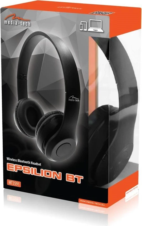Kufje Wireless Media-Tech EPSILION BT MT3591, Bluetooth 4.2, me Mikrofon, Radio FM, të Zeza