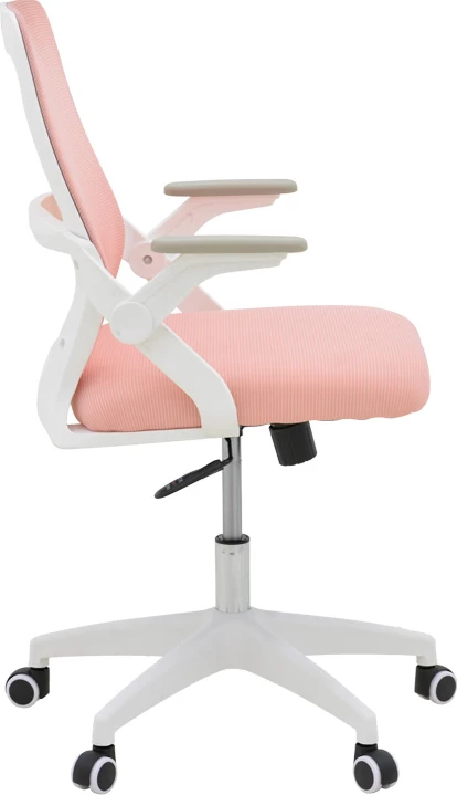 Karrige zyre Reji, pëlhurë rrjetë rozë, kornizë e bardhë, 58x60x89-99cm