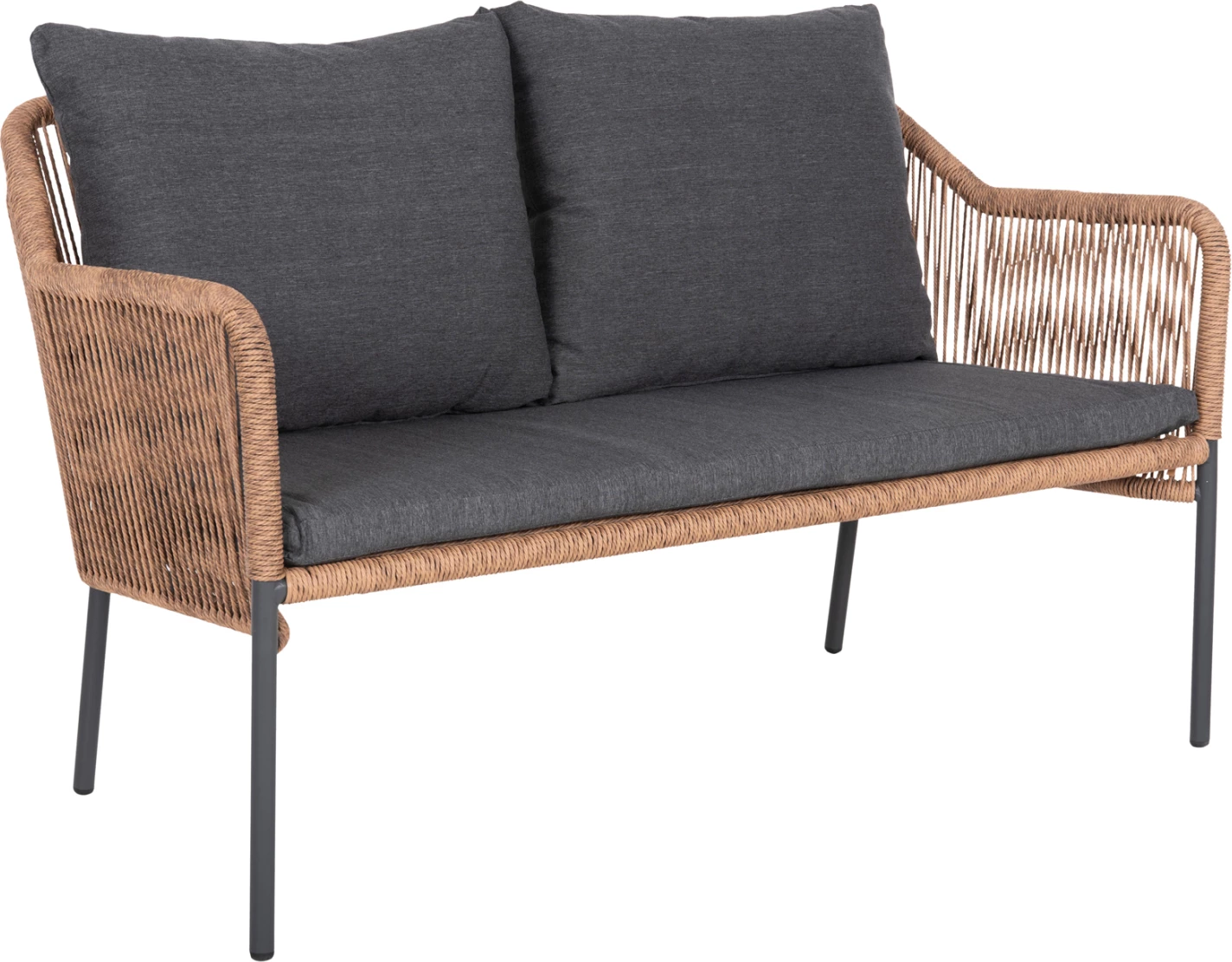 Divan i jashtëm 2-vendësh, BAFFIN, FH6054.03, alumini, anthracite-PE rattan, jastëkë beige-anthracite