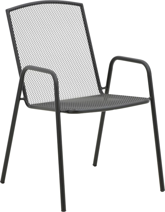 Karrige për kopsht Pomedon e grumbullueshme, metalike, ngjyrë e zezë, 56x64x87cm